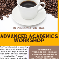 Flyer for Advanced Academics; Contents on webpage